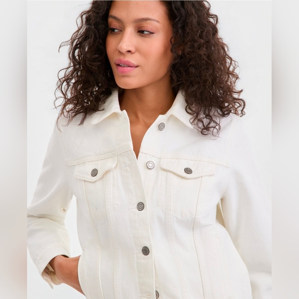 Lucky Brand Cream Jean Women's Cotton Denim Trucker Jacket Blazer Size S 4-6